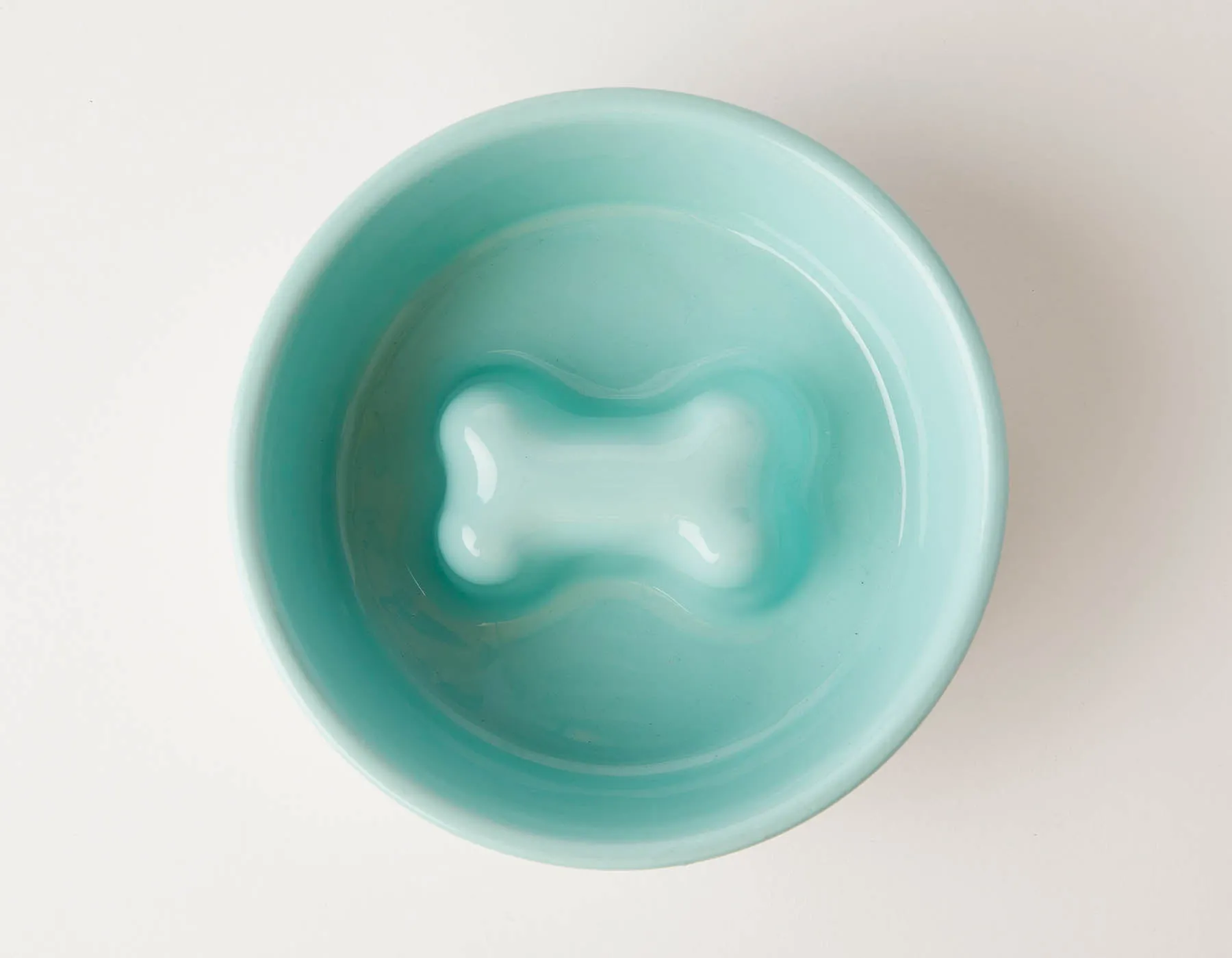 Slow Feeder Dog Bowl Teal - Anti Slip Stainless Steel