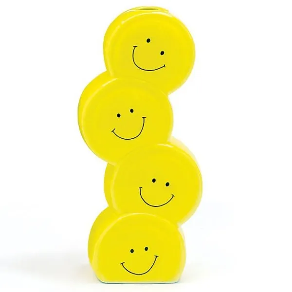 Smiley Face Stacked Ceramic Vase - 4 Pack