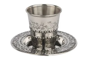 Stainless Steel Kiddush Cup Set Pomegranate 3"