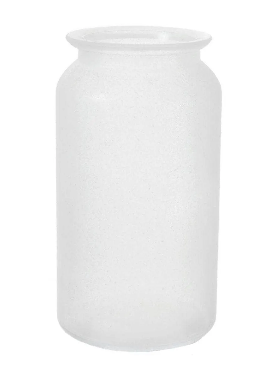 Tall Frosted Glass Jar - White