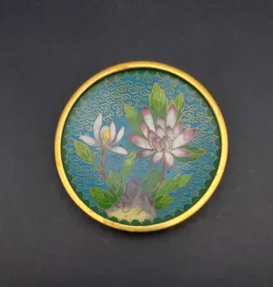 Vintage Floral Cloisonne Enamel Trinket Dish