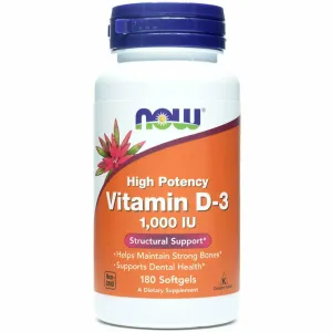 Vitamin D-3 1,000 IU 180 softgels by NOW