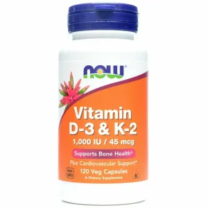 Vitamin D-3 & K-2 1000 IU/45 mcg 120 vcap by NOW