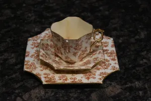 Wileman & Co. - Antique Square Thistles Teacup Trio